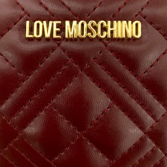 MOSCHINO Love Moschino Burgundy Quilted Gold Logo Wallet NWT - Picture 3 of 14
